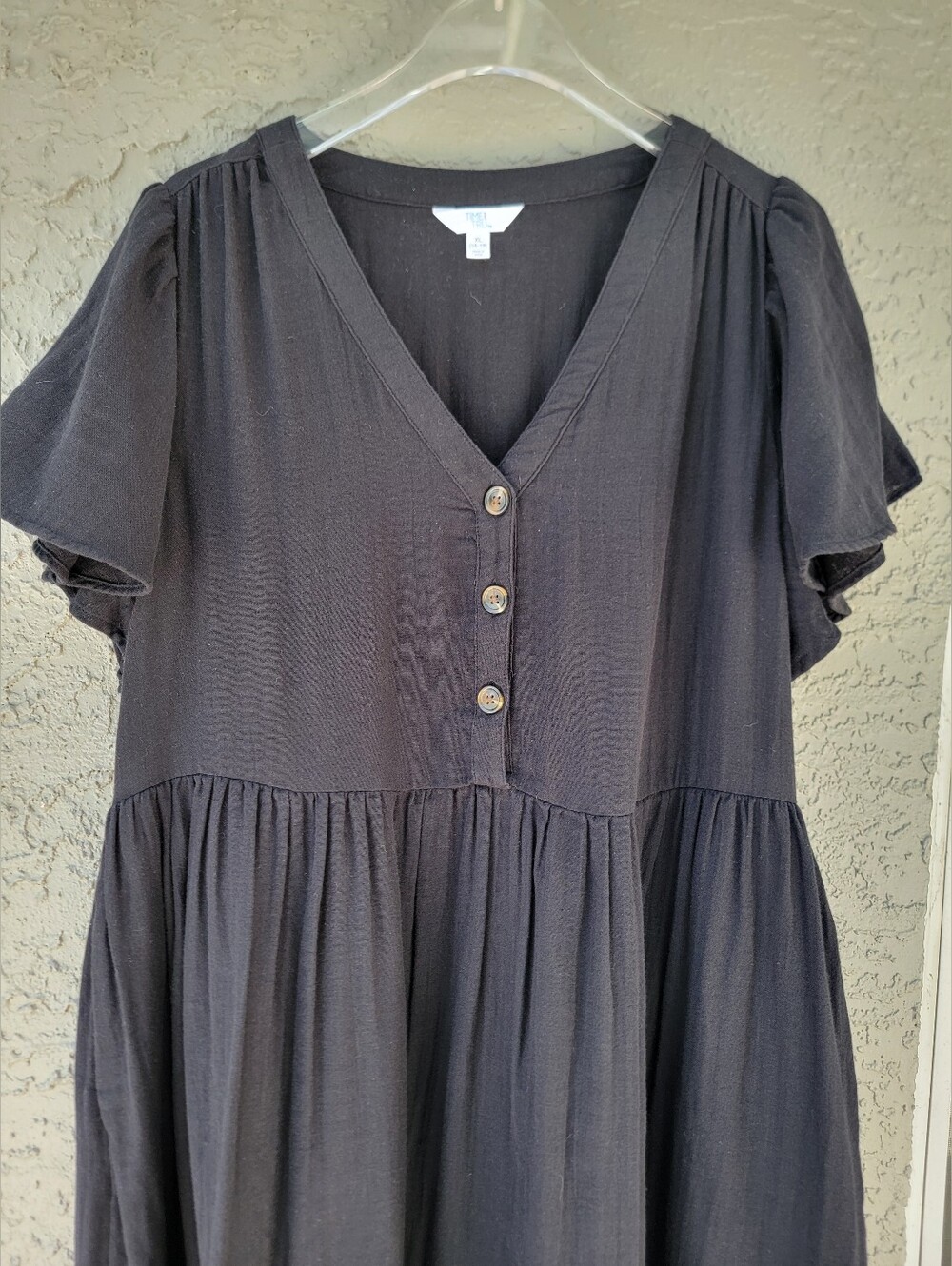 Time and Tru Black Cotton Gauze Babydoll Dress XL 16/18 Cottagecore - Picture 8 of 10
